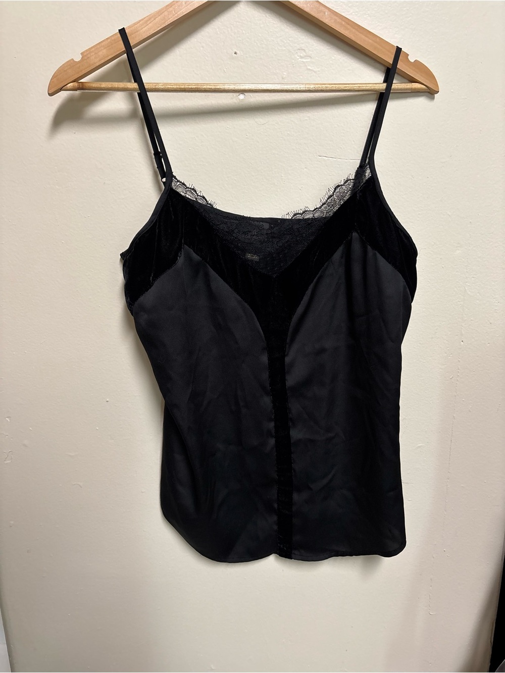 Worthington Black Lace-Trim Satin Camisole
